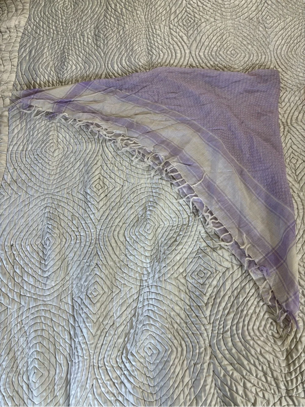 Rayon Lilac Lavender Lightweight Fringed Scarf/ Wrap 48” Square Made in India